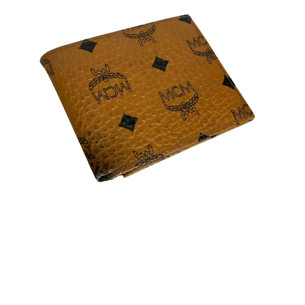 MCM Vintage Bifold Wallet Cognac Visetos Monogram Coated Canvas Brown - Picture 2 of 10